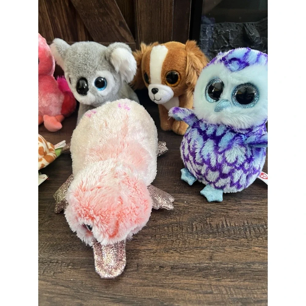 Ty Beanies Boos Lot Of 10 Dogs Pigs Owls Turtle Flamingo Seal‎ Koala 6